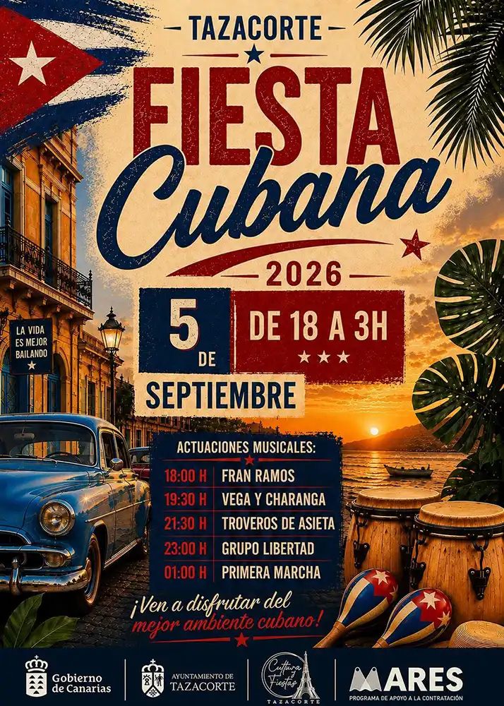 Fiesta Cubana Tazacorte 2026 Programa oficial de la Fiesta Cubana de Tazacorte del 5 de septiembre de 2026