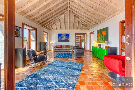 Salón con estilo, arte, muebles de diseño y mucha luz – villa vacacional en La Palma